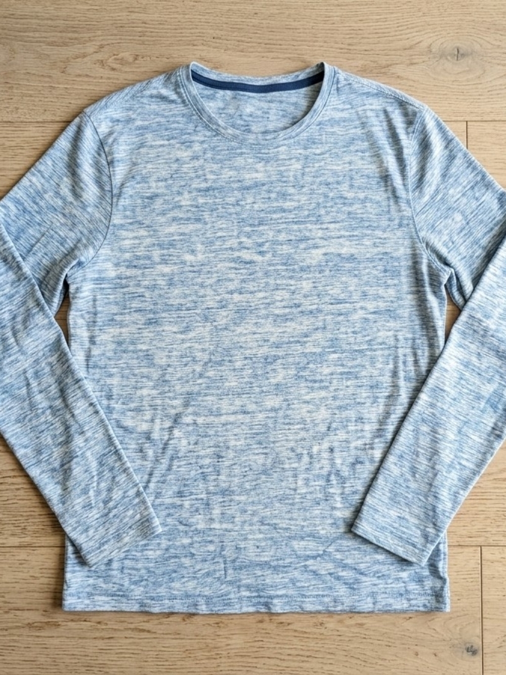 Banana Republic Cotton Heathered Light Blue Long Sleeve Crewneck